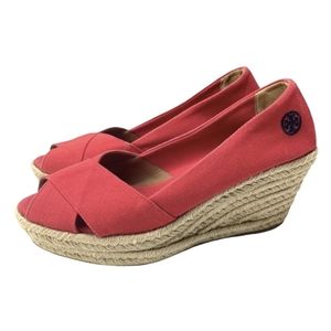 Tory Burch Coral Wedge Espadrilles